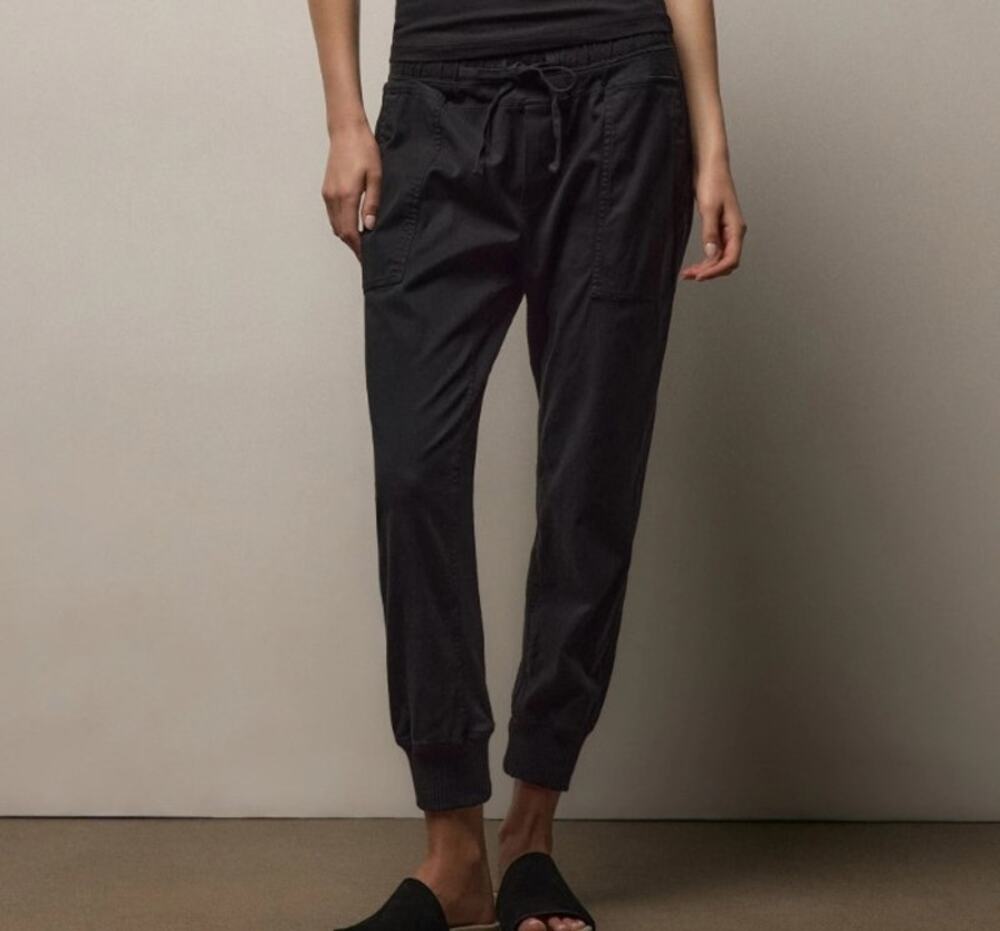 Standard James Perse Sz 2 (M) Mixed Media Pant Black Jogger Cropped Pull On